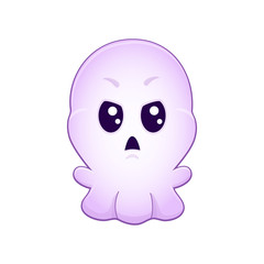 Obraz premium Cartoon vector cute ghost. halloween card. Isolated on white. Isolated on white. Funny emoticon. Greeting card. eps 10, sticker, 