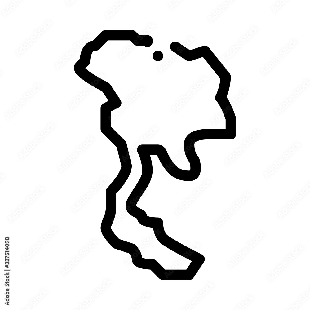 Canvas Prints Thailand Geographic Map Icon Thin Line Vector. Thailand Asian Oriental Country, Cartography South East Region Concept Linear Pictogram. Monochrome Outline Sign Isolated Contour Symbol Illustration