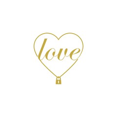 Love heart lock icon isolated on white background
