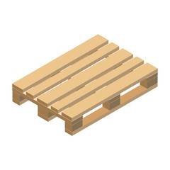 Wooden pallet, isometric design. Vector illustration.