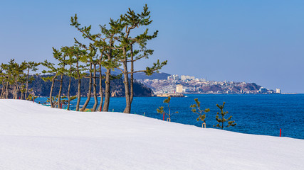Winter landscape of snowed Gangwon-do East Sea port