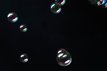 Beautiful bubbles on black background