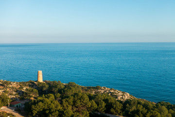 The coast of the renega in Oropesa a clear summer day