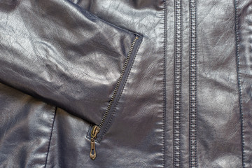 Fragment of a leather jacket with a sleeve