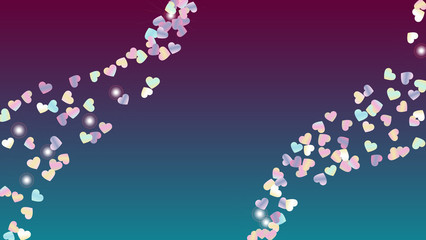 Realistic Background with Confetti of Hearts Glitter Particles. Sparkle Lights Texture. Celebration pattern. Light Spots. Explosion of Confetti. Glitter Vector Illustration. Design for Banner.