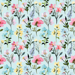 wild floral watercolor seamless pattern