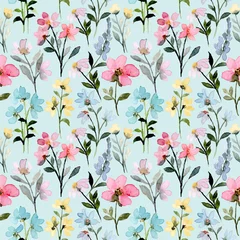 Wall murals Vintage Flowers wild floral watercolor seamless pattern