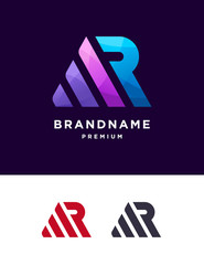 AR monogram letter logo template. 3d letter AR logo template
