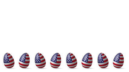 Fototapeta premium 3D american flag easter eggs border vector design layout for website background, cards, flyers, posters and invitations.