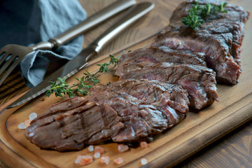 skert steak on a dark background