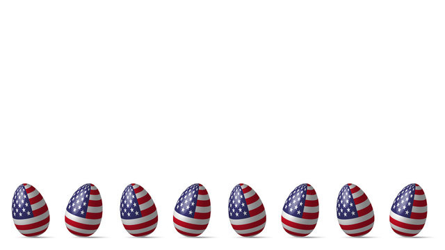 3D american flag easter eggs border vector design layout for website background, cards, flyers, posters and invitations.