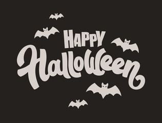 Happy Halloween vector lettering. Holiday lettering for banner. Happy Halloween poster, greeting card, party invitation. Vector illustration.