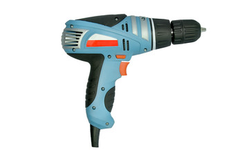 drill, screw gun with a cord of blue