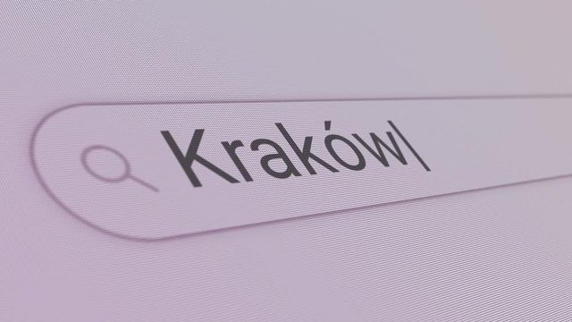 Krakow Search Bar Close Up Single Line Typing Text Box Layout Web Database Browser Engine Concept