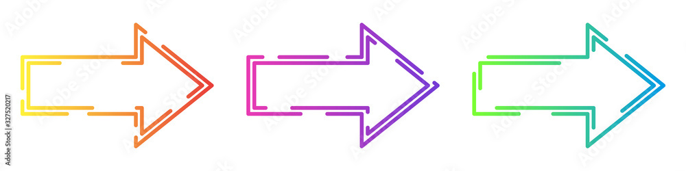 Poster set of vector linear arrows. colorful arrows.