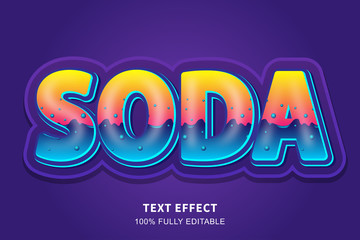 Soda liquid style 3d text effect, editable text