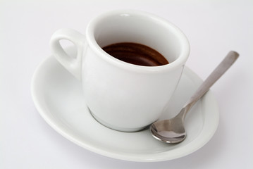 Espresso coffee isolated against a white background