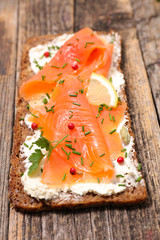 sandwich- bread with cheese cream and smoked salmon