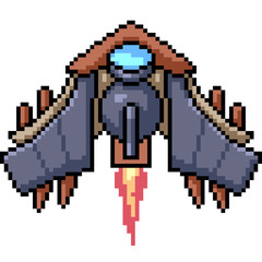Obraz premium vector pixel art isolated sci-fi jet
