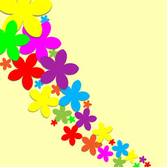 Illustration of colored paper flowers isolated on a delicate background