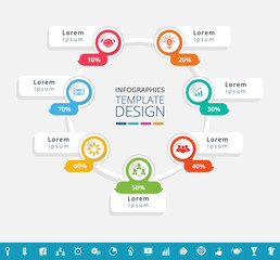 Cycle infographic design with 16 extra icons - Vector Illustration