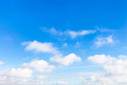 blue sky with small cumuli clouds