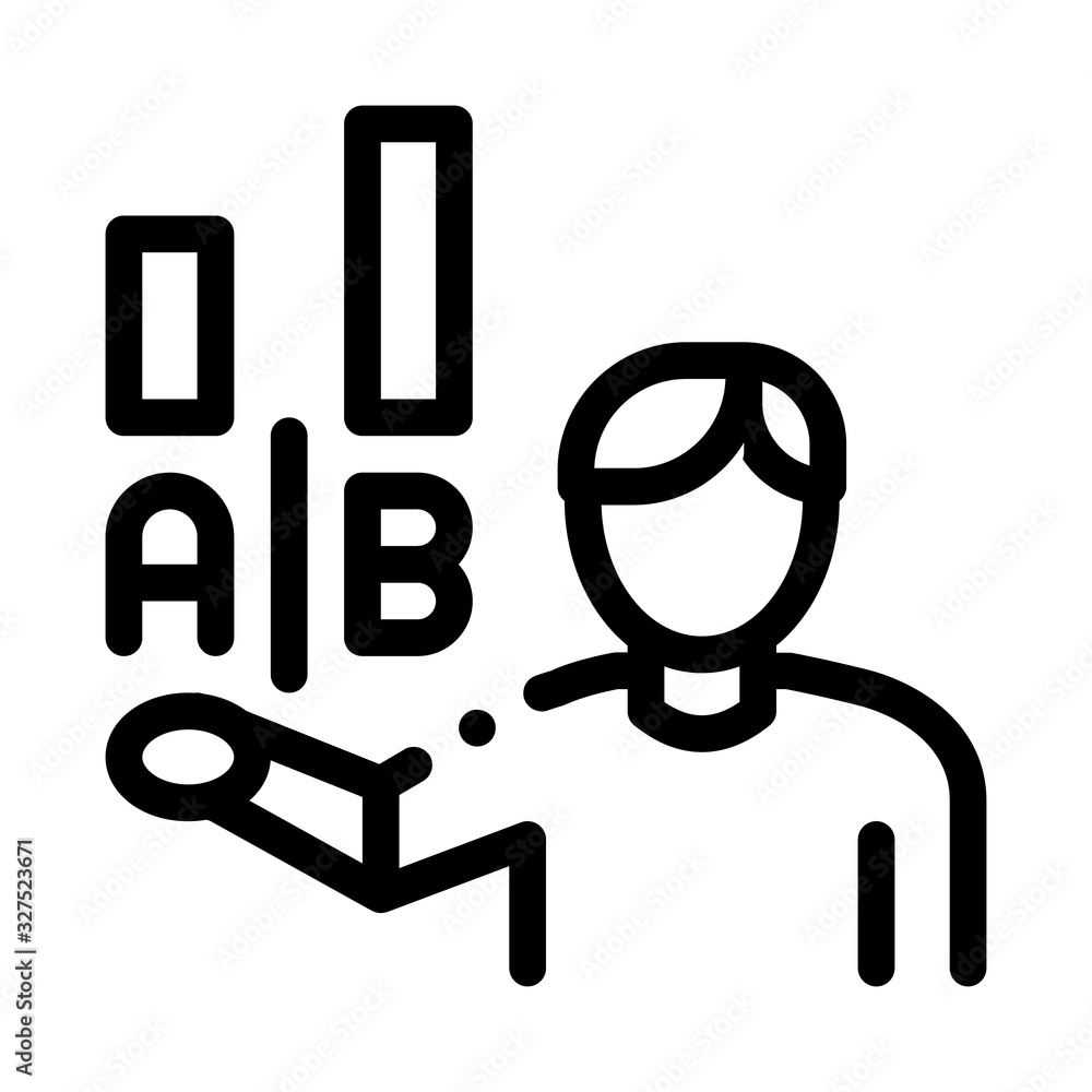 Poster statistician assistant man icon thin line vector. human manager analytic worker silhouette compare g