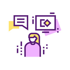 Brand promotion and advertising color line icon. Influencer marketing person. Pictogram for web page, mobile app, promo. UI UX GUI design element. Editable stroke.