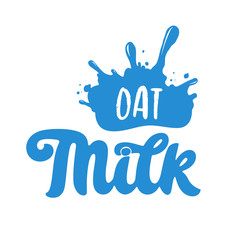 Oat Milk handwritten lettering. Soy Milk typography vector design for milk packaging. Design template. Vector illustration