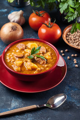 Chickpea stew with chorizo and potatoes