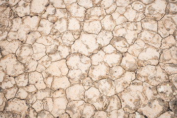 A high angle closeup shot of cracked land texture for a background