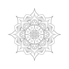 Mandala. Coloring book antistress. Template for mehendi. Oriental drawing. Islam, Arabic, Indian, Moroccan, Spanish, Turkish, Pakistani, Chinese. Vector illustration. Isolated on a white background. - obrazy, fototapety, plakaty