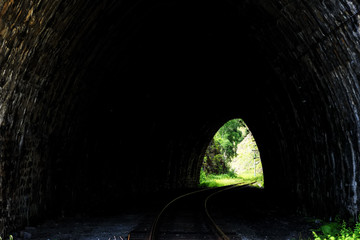 Dark tunnel of the Circum-Baikal Railway, Siberia, Russia