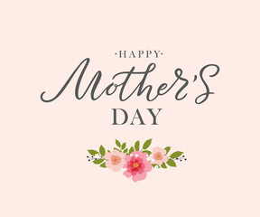 Happy Mother's Day handwritten lettering. Happy Mother's Day typography vector design for greeting cards and poster. Design template celebration. Vector illustration.