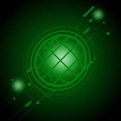 Green technology background and abstract digital tech circle.copy space. binary circuit future technology
