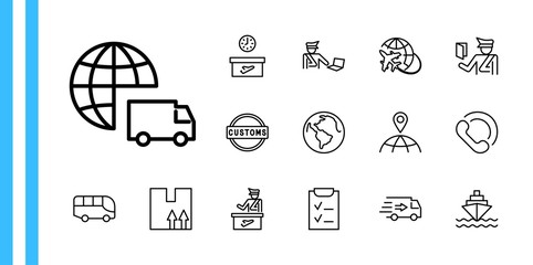 International Customs Day Set Line Vector Icons. Editable Stroke. 32x32 Pixels