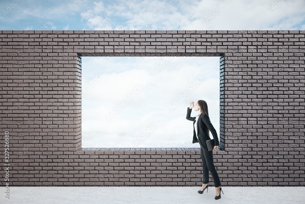 Canvas Prints businesswoman standing in empty interior