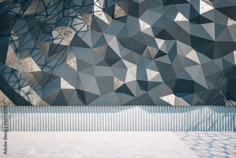 Poster front view of abstract polygonal wall