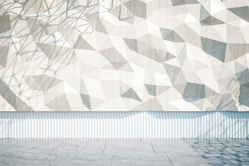 Front view of white polygonal wall