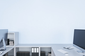 Minimalistic white coworking office