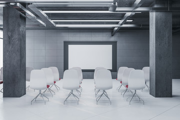 Modern presentation room with chairs