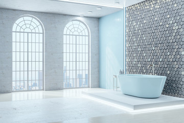 Luxury blue bathroom interior