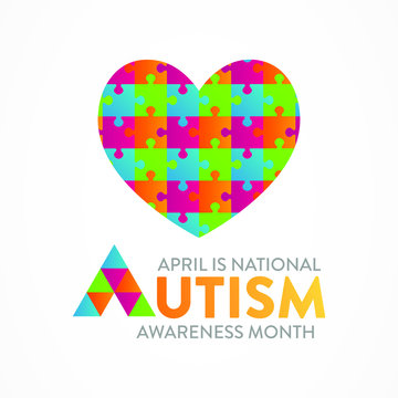Vector Illustration On The Theme Of National Autism Awareness Month Of April.