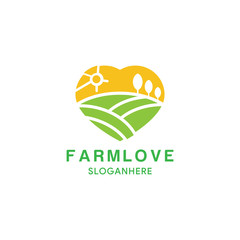 Fototapeta premium love farm logo design vector