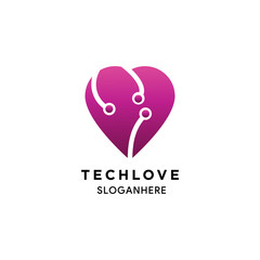 Tech love logo design