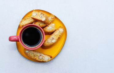 Delicious cantuccini cookies. Italian almond cookies.