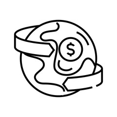 Money transfer line icon, concept sign, outline vector illustration, linear symbol.
