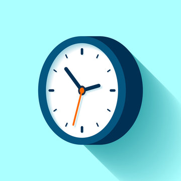 Clock icon in flat style, timer on color background. Business watch. Vector design element for you project