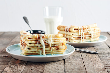 Homemade thin pancakes  ( crepes ).
