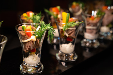 a culinary cocktail of grilled vegetables sauce. 